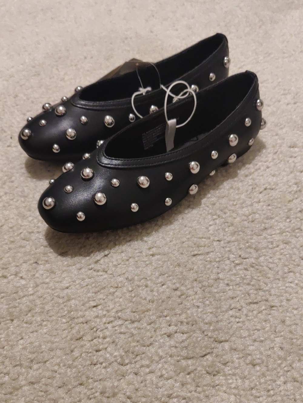 New!A New Day Black Studded Sammie Ballet Round Toe Flats Gothic Y2K Cottagecore